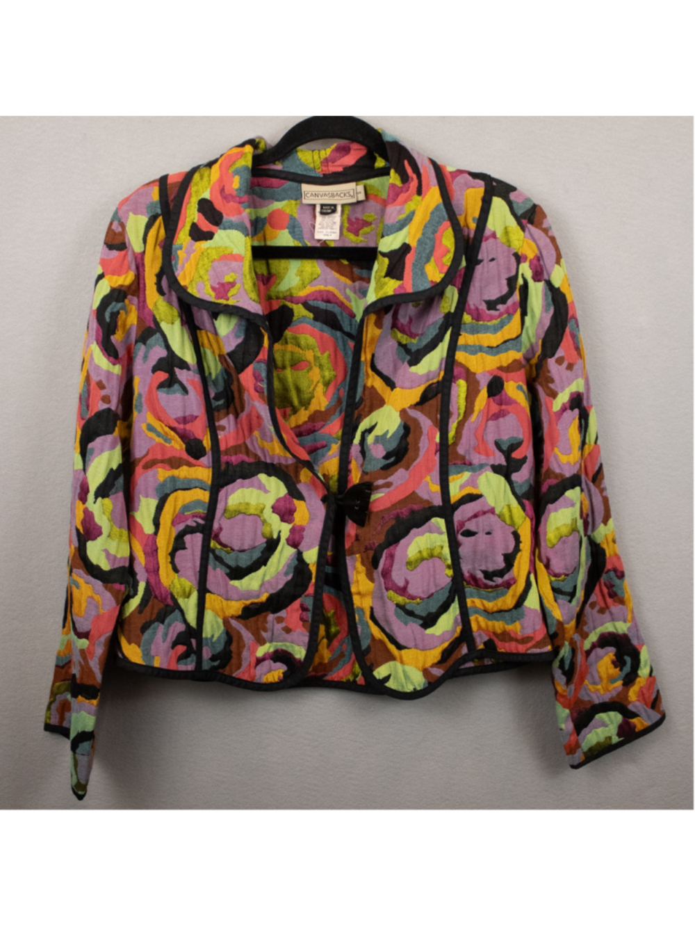 Vintage Canvasback multicolor abstract dopamine short blazer-S